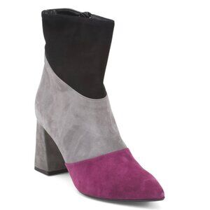 OROSCURO Black/multi Made In Italy Leather Heel Booties
